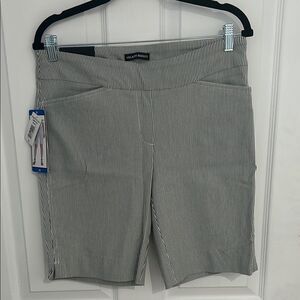 Hilary Radley Micro Pinstripe Bermuda Shorts Size 10 Stretchy Workwear